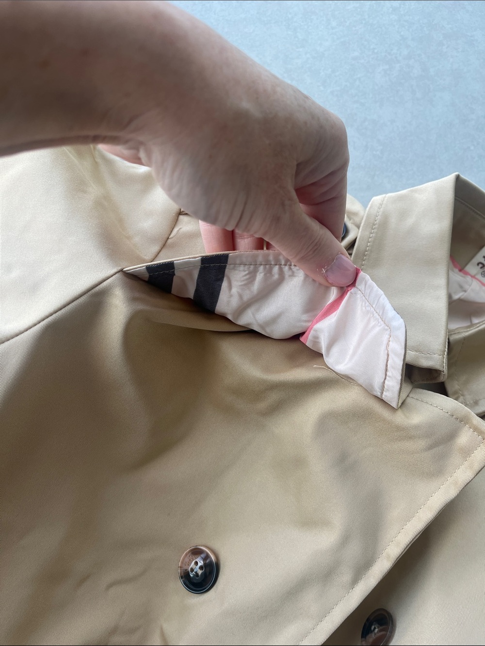 Tan Burberry Double-Breasted Trench Coat with Belt - Picture 16 of 17